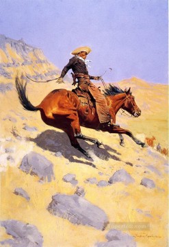 インディアナ カウボーイ Painting - カウボーイ 1902年 フレデリック・レミントン インディアナ州のカウボーイ